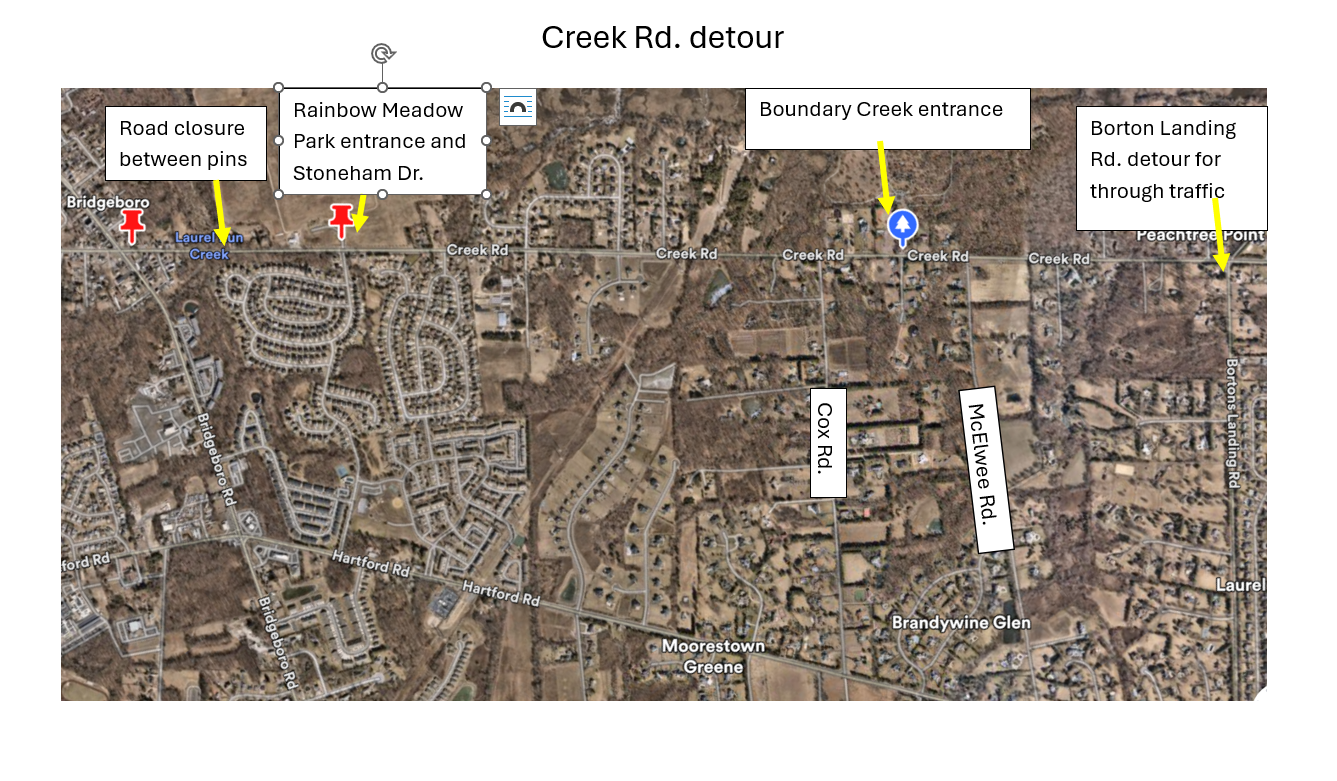 Creek rd closure image