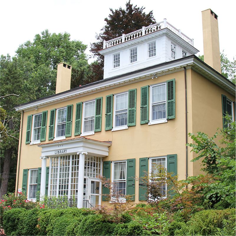 Front view of library building