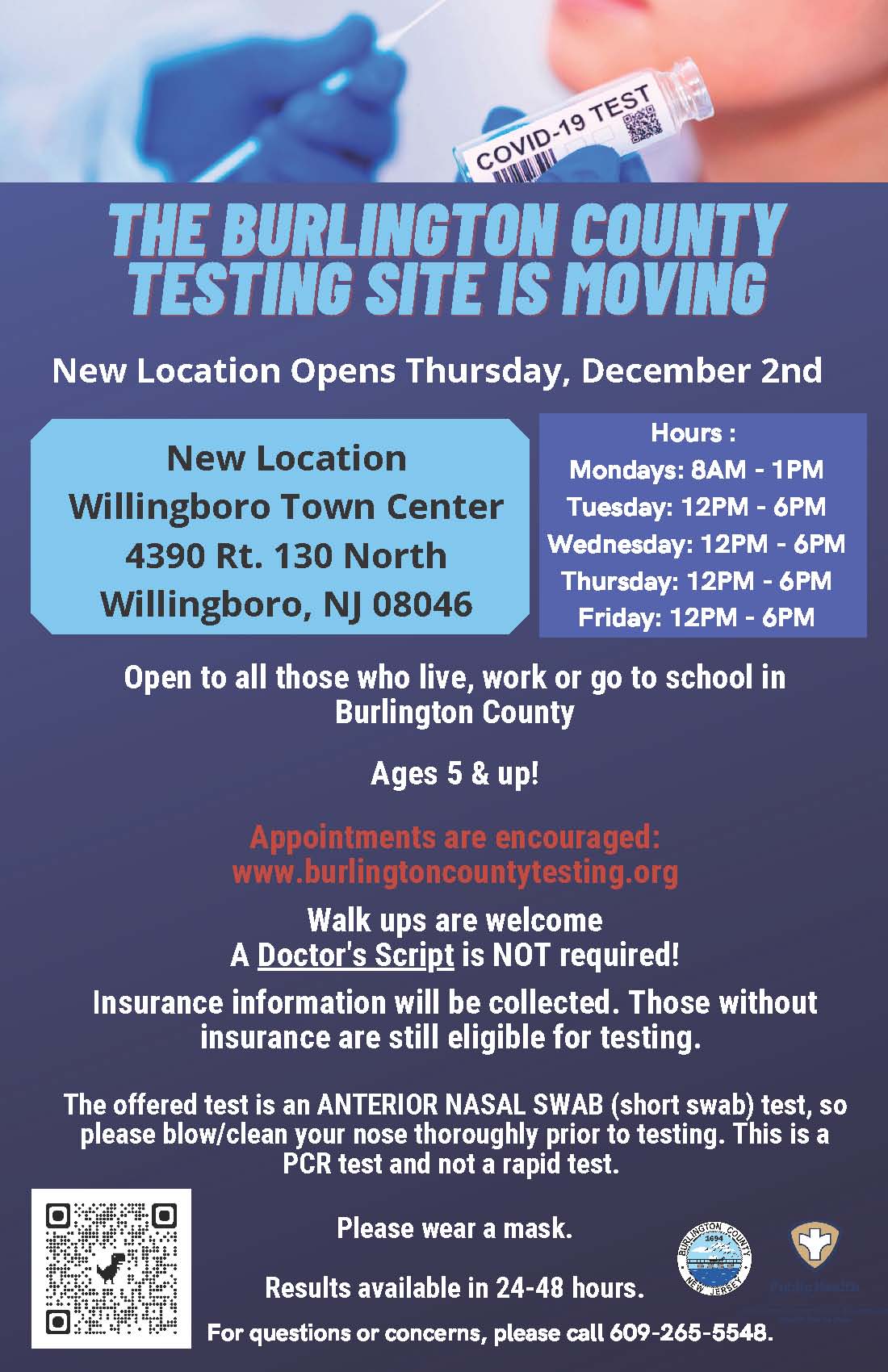 The Burlington County COVID Testing Site is Moving (1)
